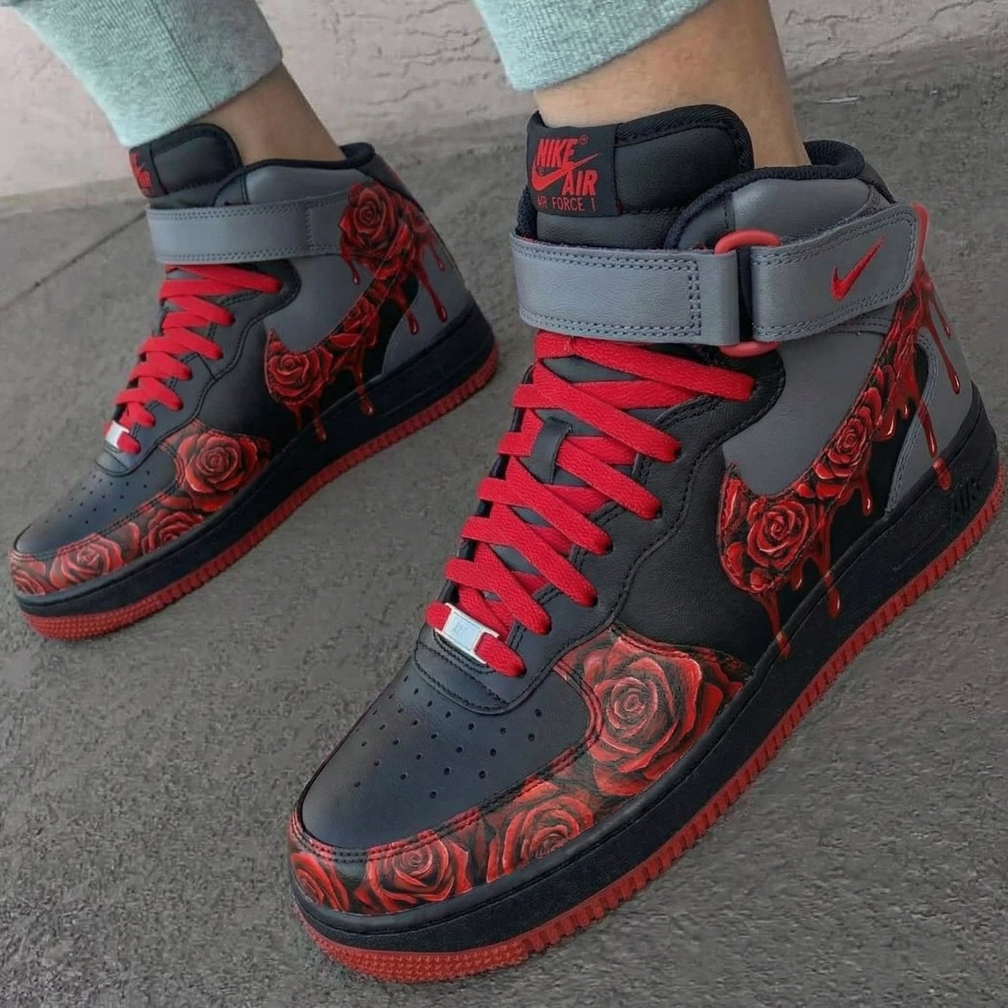 Black Gray Rose Custom AF 1s Shoes