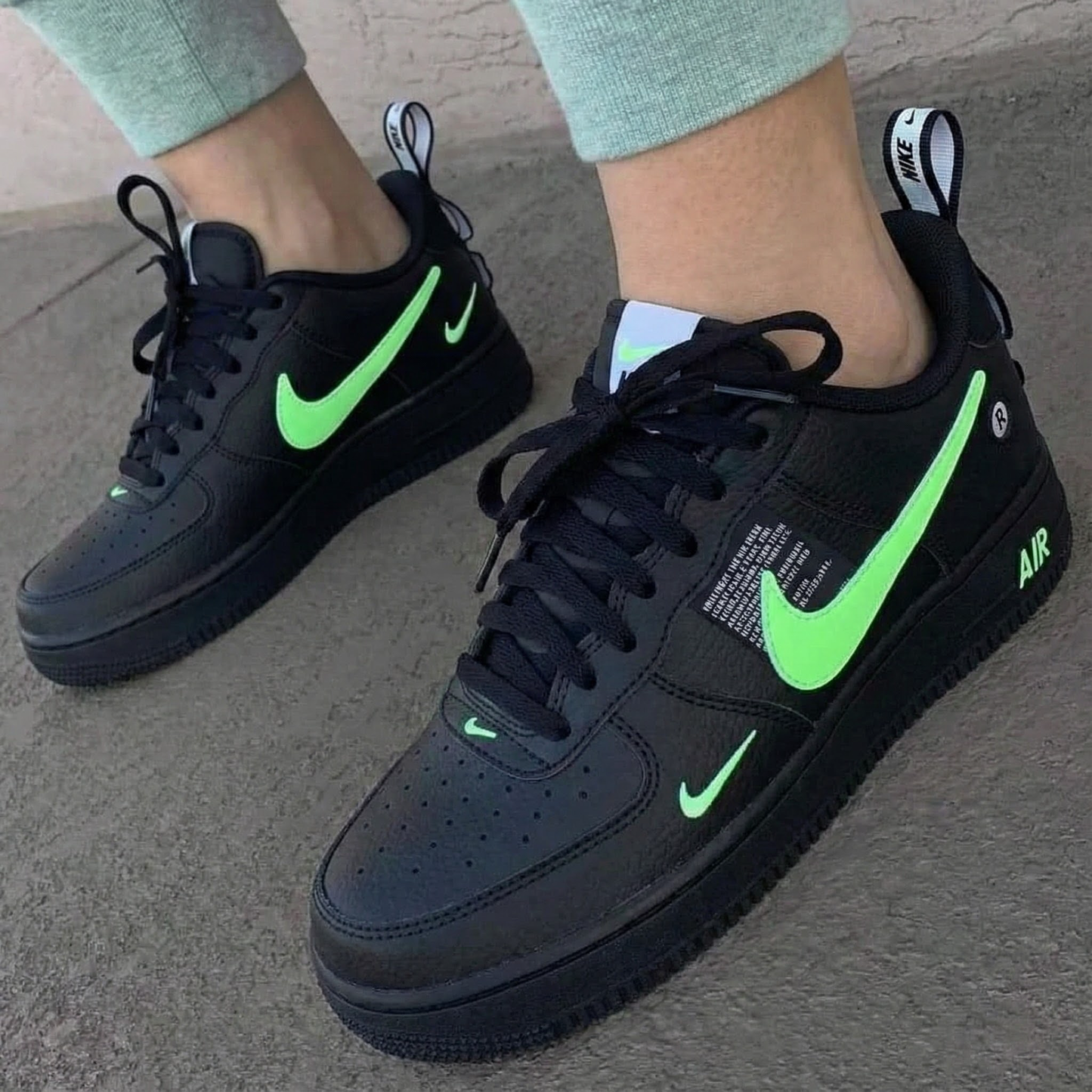 Black Neon Green Custom AF 1s Shoes
