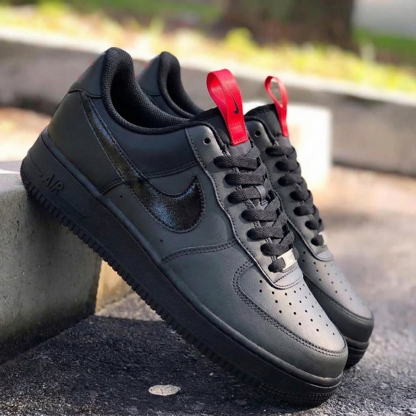 Black Red Custom AF 1s Shoes