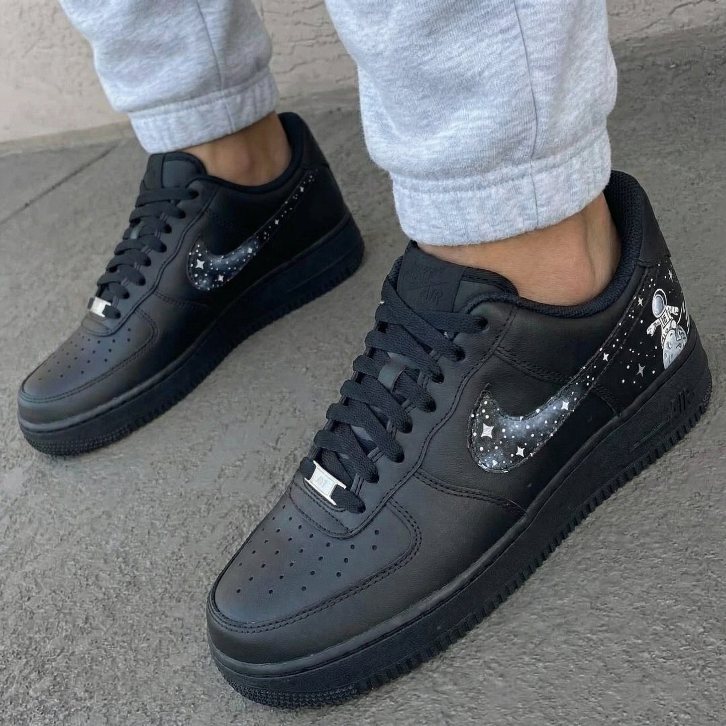 Black Starry Sky Astronaut Custom AF 1s Shoes