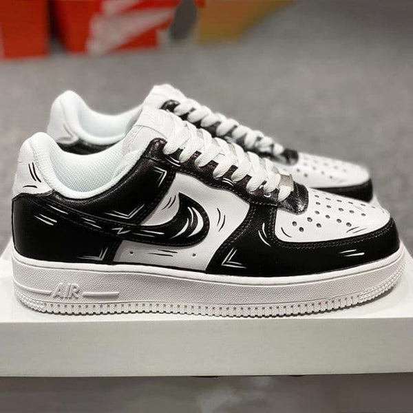Black White Graphic Custom AF 1s Shoes
