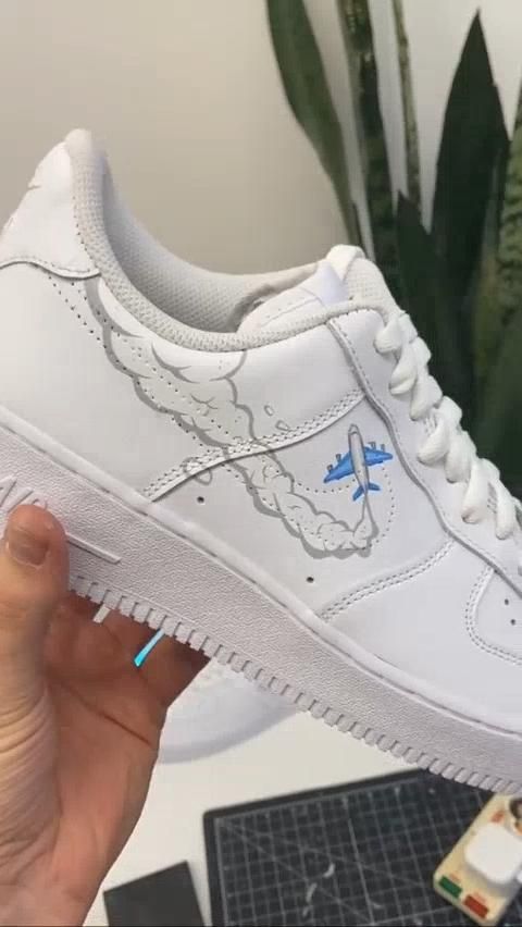 Blue Airplane Theme Custom AF 1s Shoes