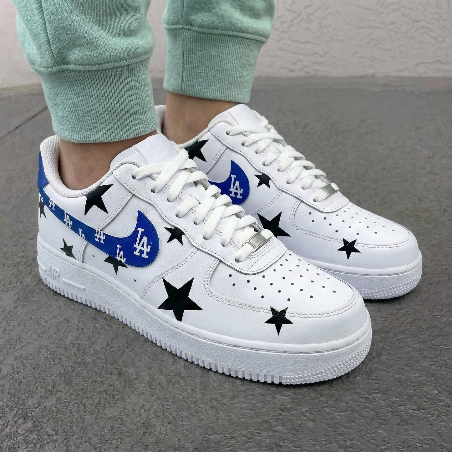 Blue Black Stars LA Custom AF 1s Shoes
