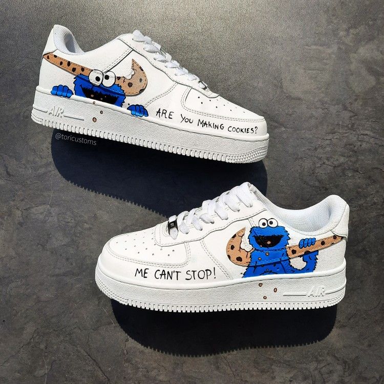 Blue Cookie Monster Custom AF 1s Shoes