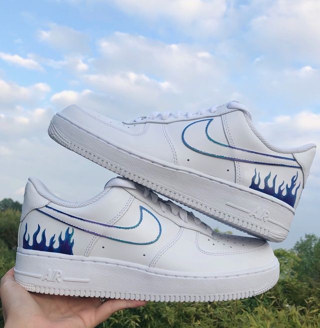 Blue Flame Custom Air Force 1 Shoes