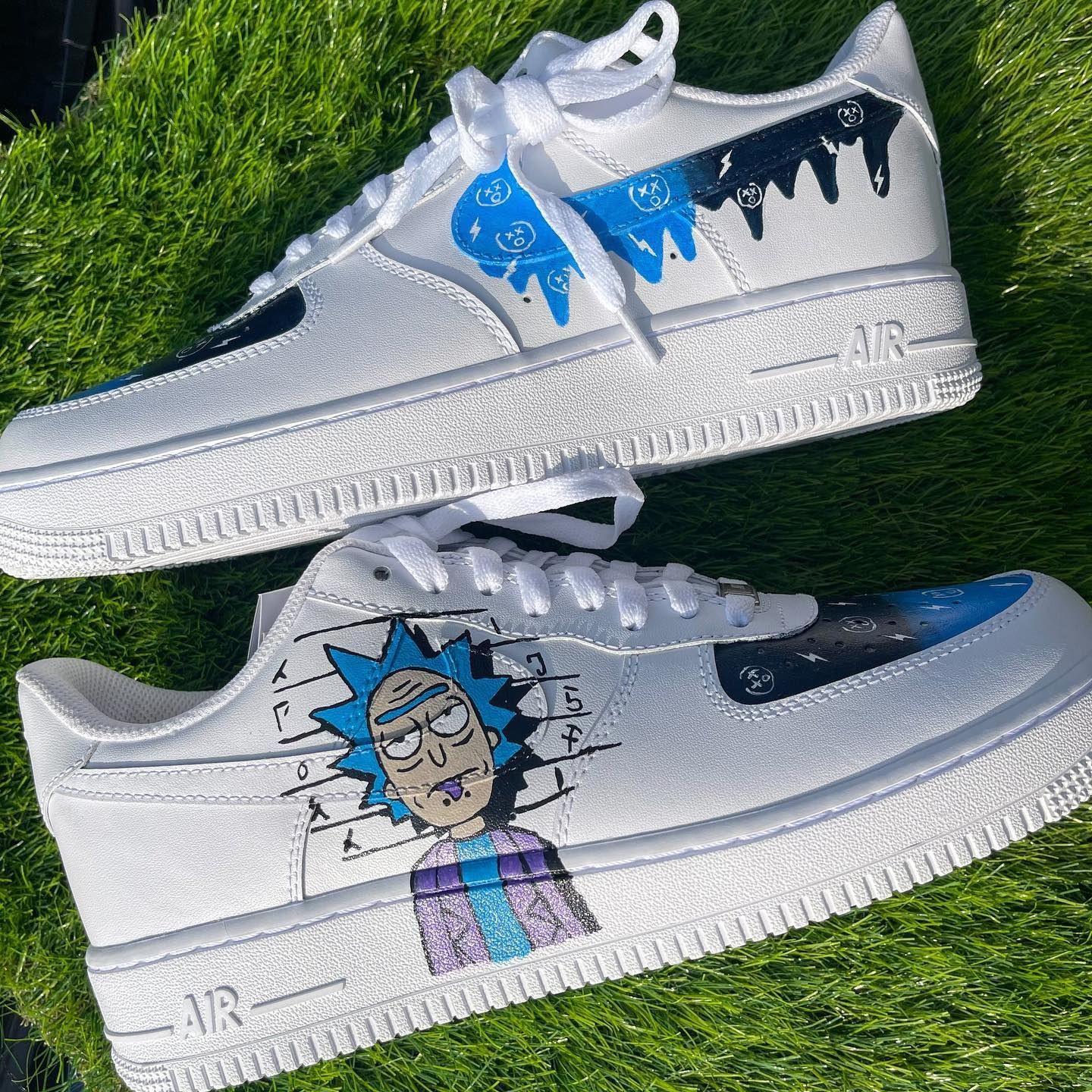 Blue Purple Rick And Morty Custom AF 1s Shoes