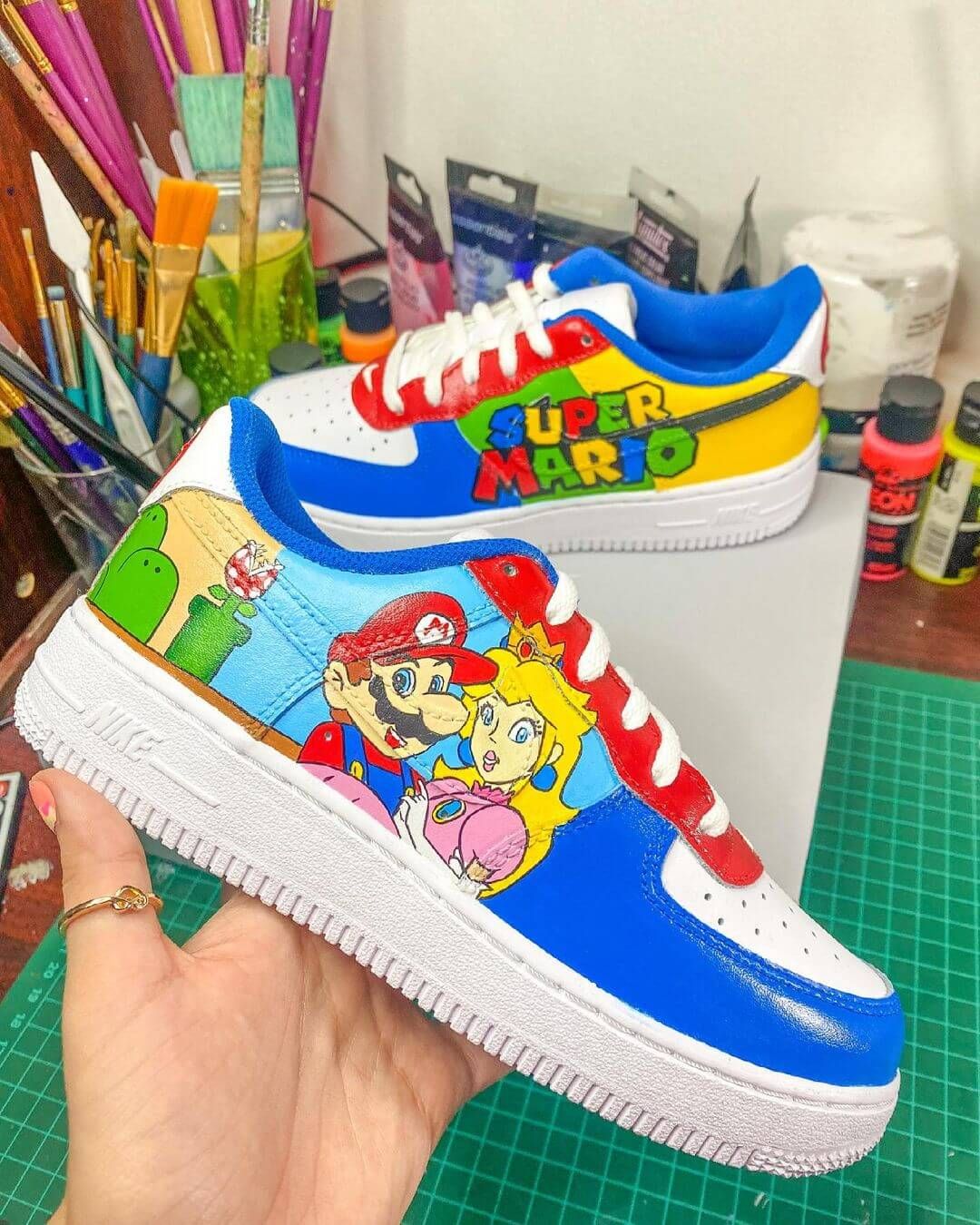 Blue Red Yellow Super Mario Custom Air Force 1 Shoes