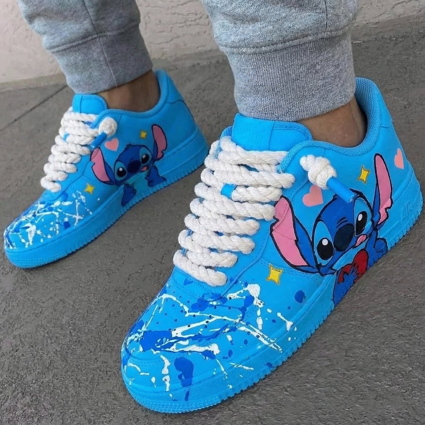 Blue Stitch Pattern Custom AF 1s Shoes