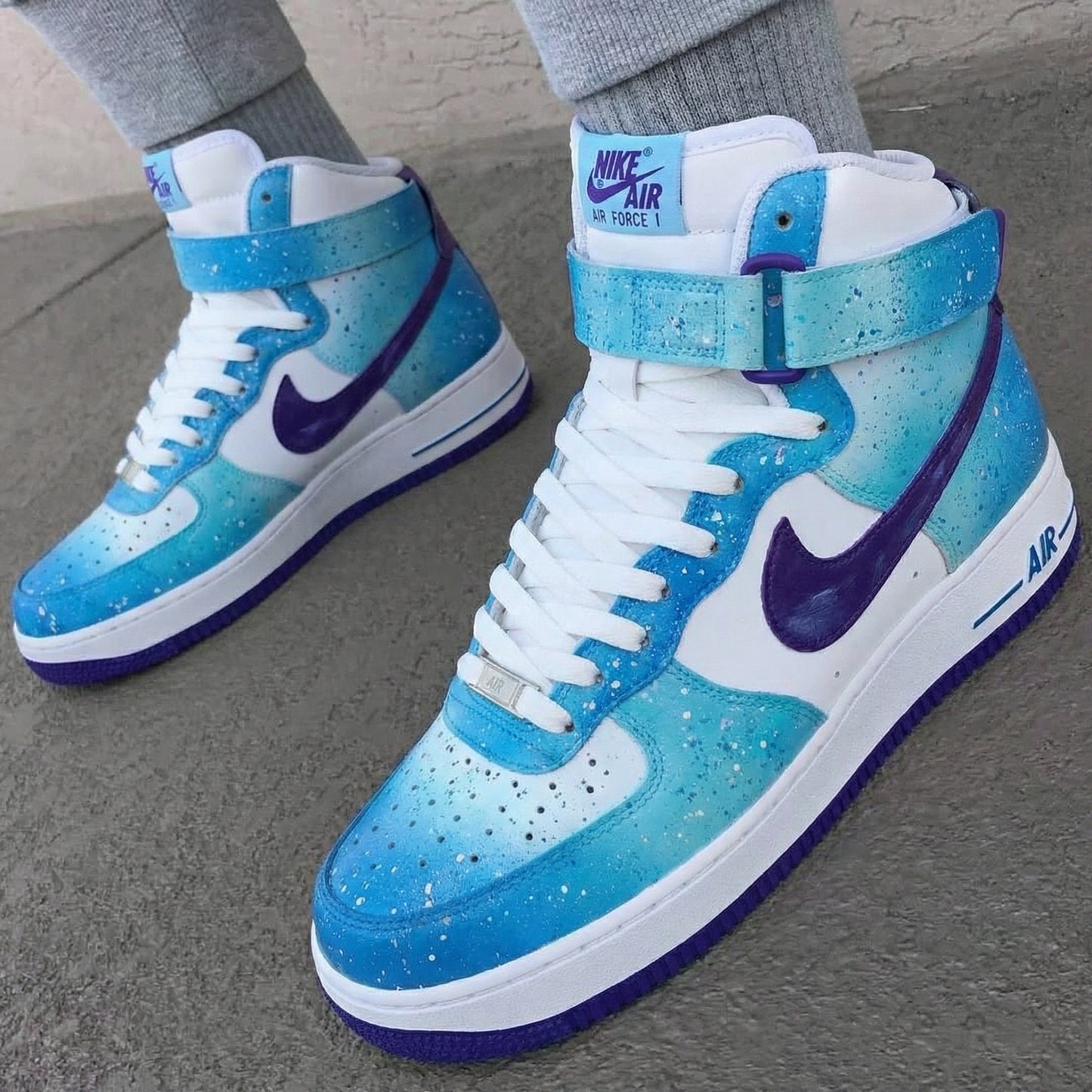 Blue Teal Purple Custom AF 1s Shoes