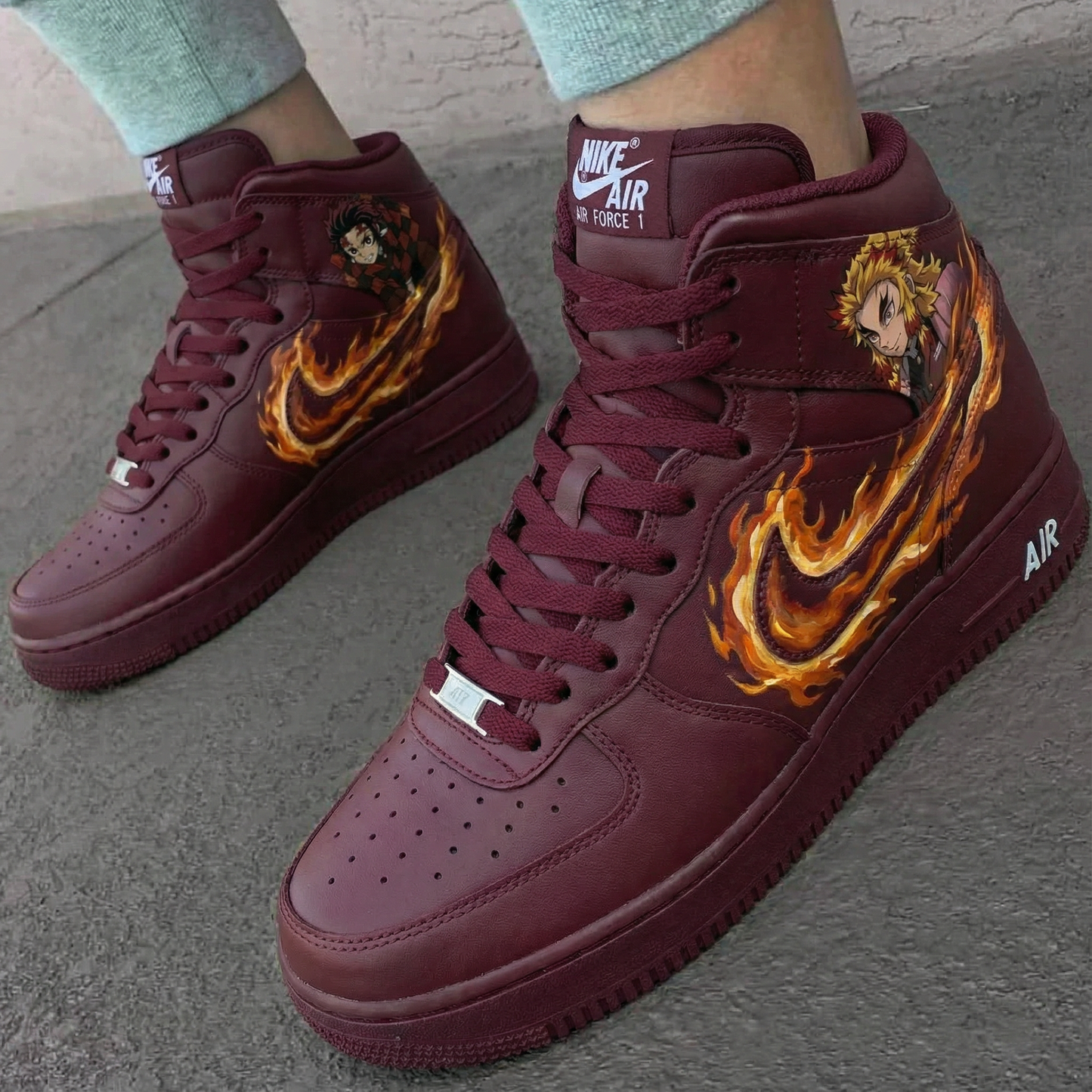 Burgundy Demon Slayer Custom AF 1s Shoes