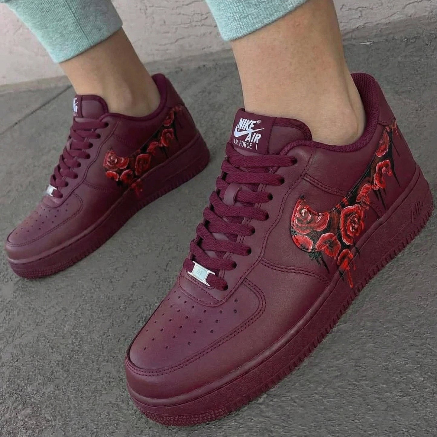 Burgundy Rose Custom AF 1s Shoes
