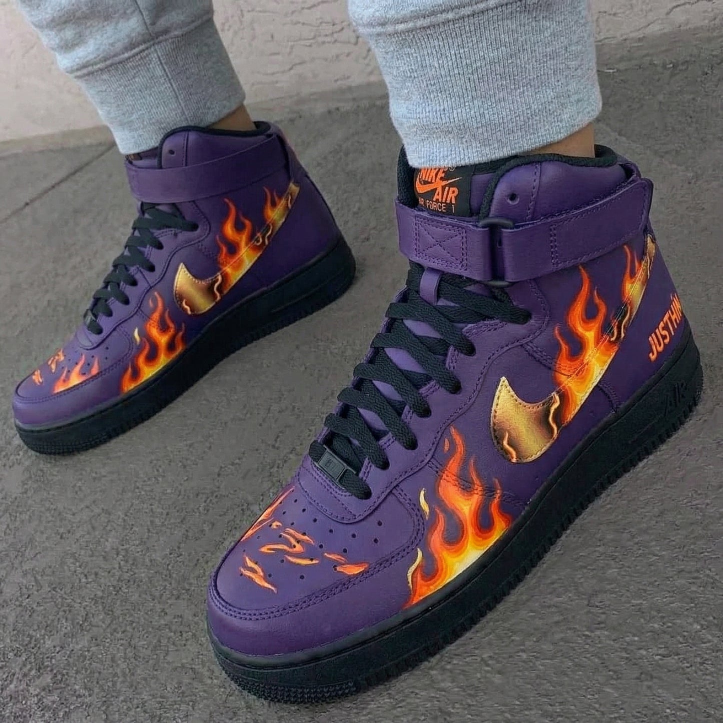 Burning Purple Flame Custom AF 1s Shoes