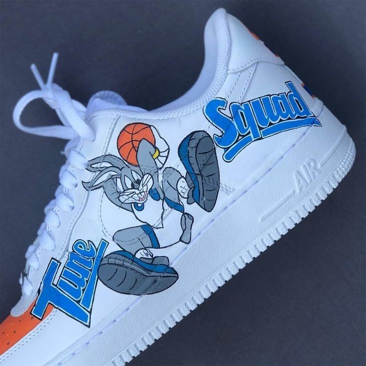 Classic Orange Blue Looney Tunes Custom AF 1s Shoes