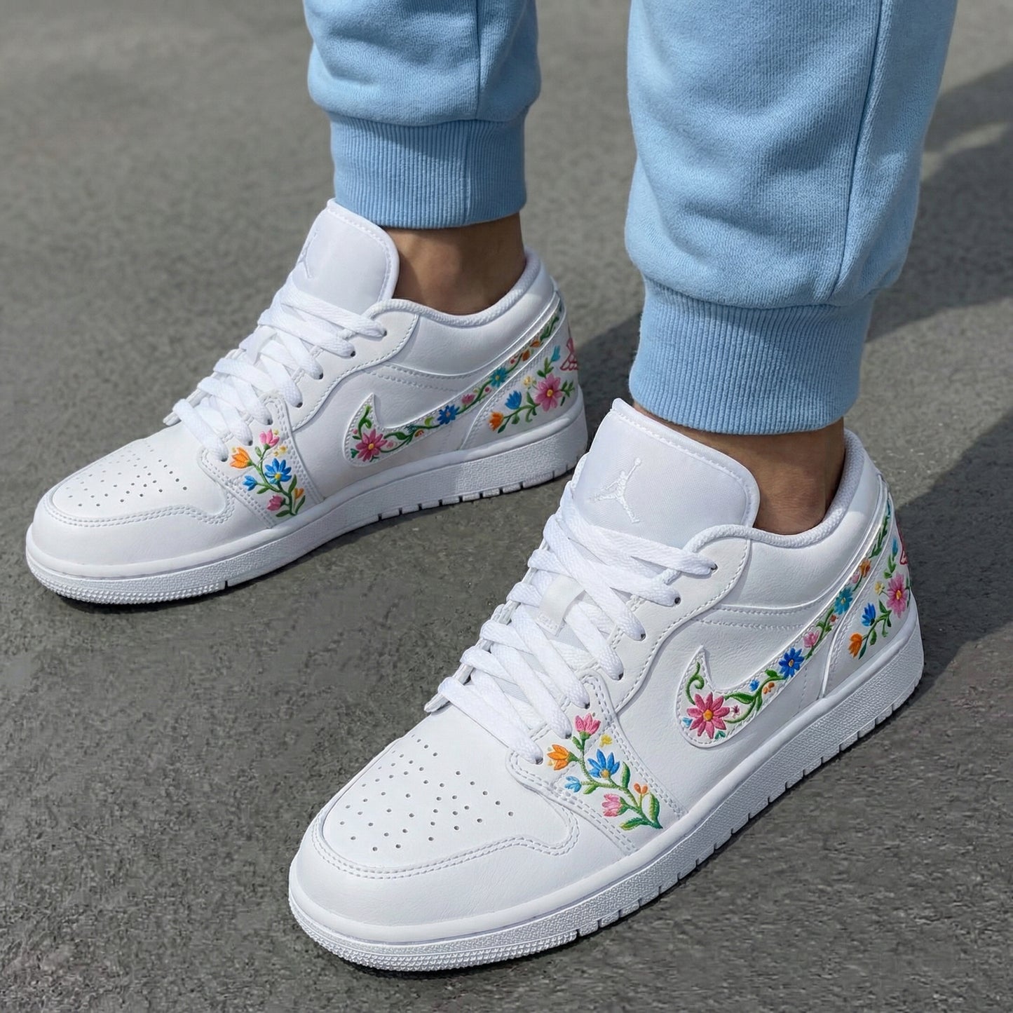 Colorful Flowers Custom AJ 1s Shoes