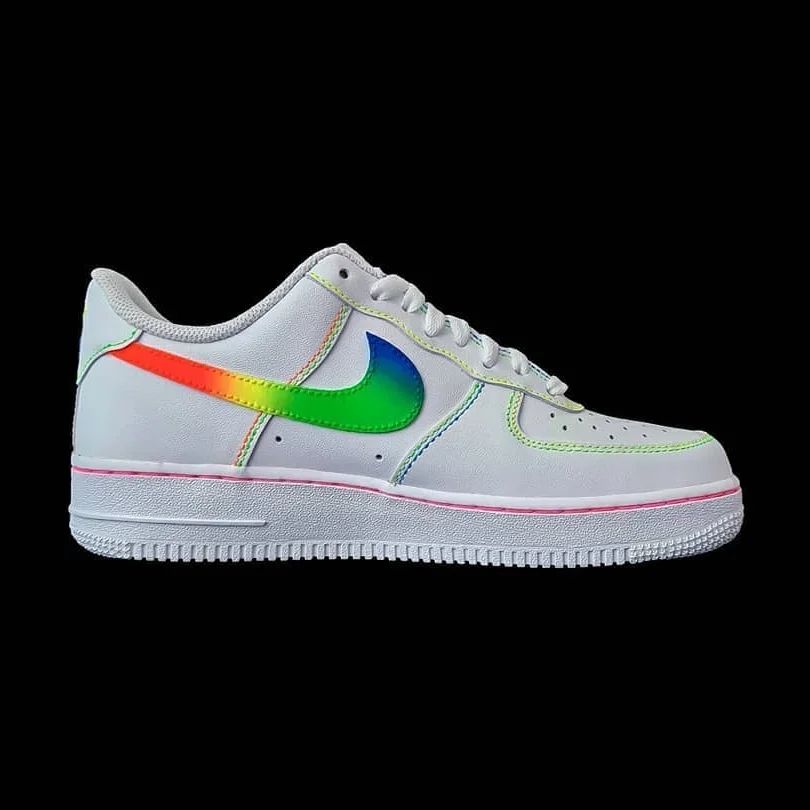 Colorful Rainbow Swoosh Custom AF 1s Shoes