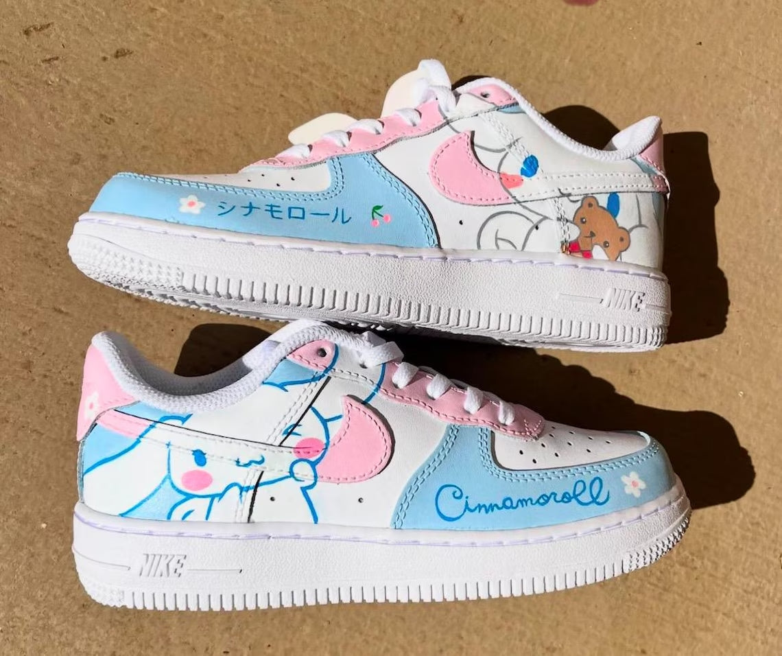 Custom Air Force 1 Baby Blue Pink Cinnamoroll Pattern