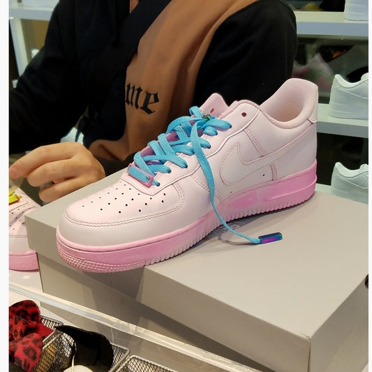 Custom Air Force 1 Baby Pink Blue Laces