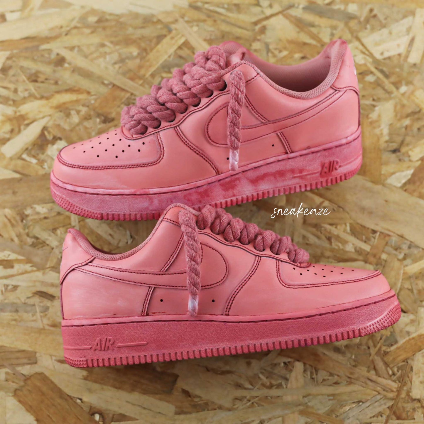 Custom Air Force 1 Baby Pink Braided Laces