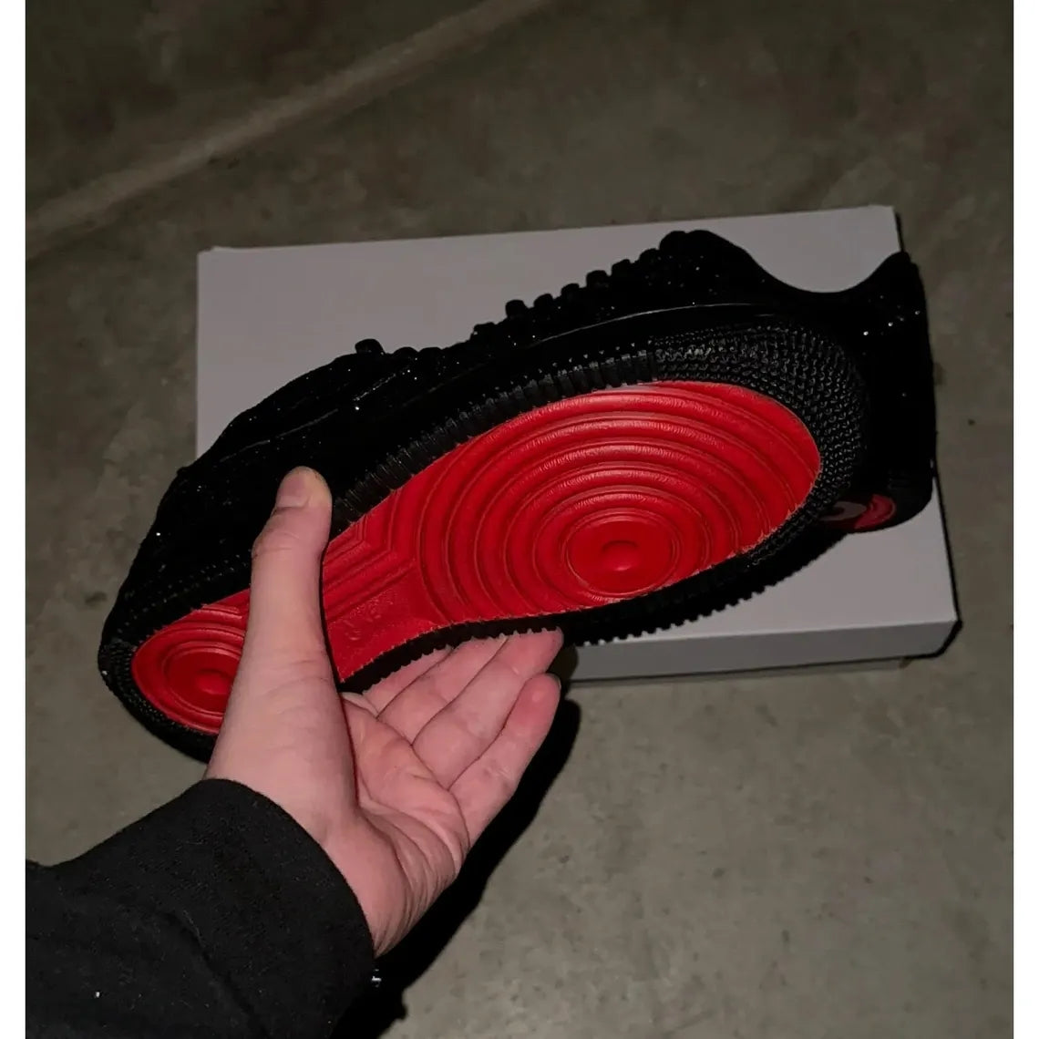 Custom Air Force 1 Black Glitter Red Sole
