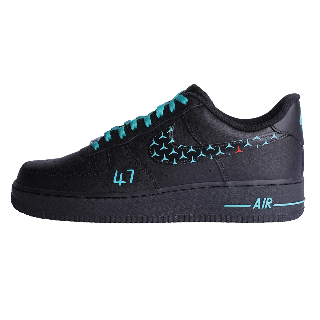 Custom Air Force 1 Black Teal Star Pattern
