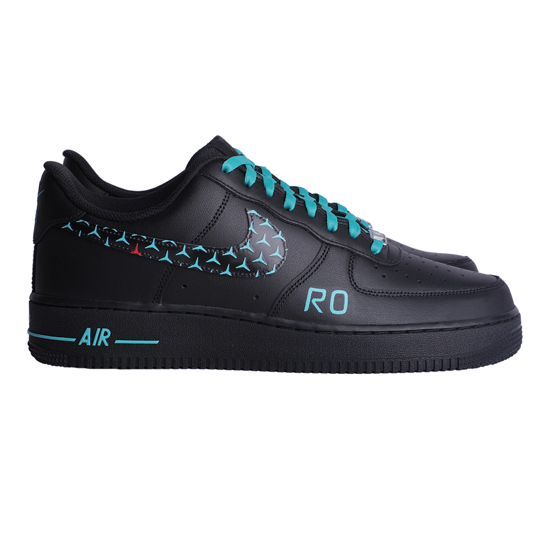 Custom Air Force 1 Black Teal Star Pattern