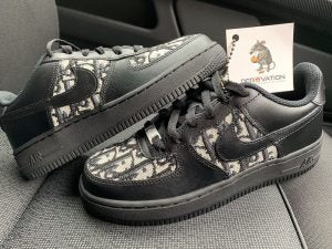 Custom Air Force 1 Black With Dior Pattern