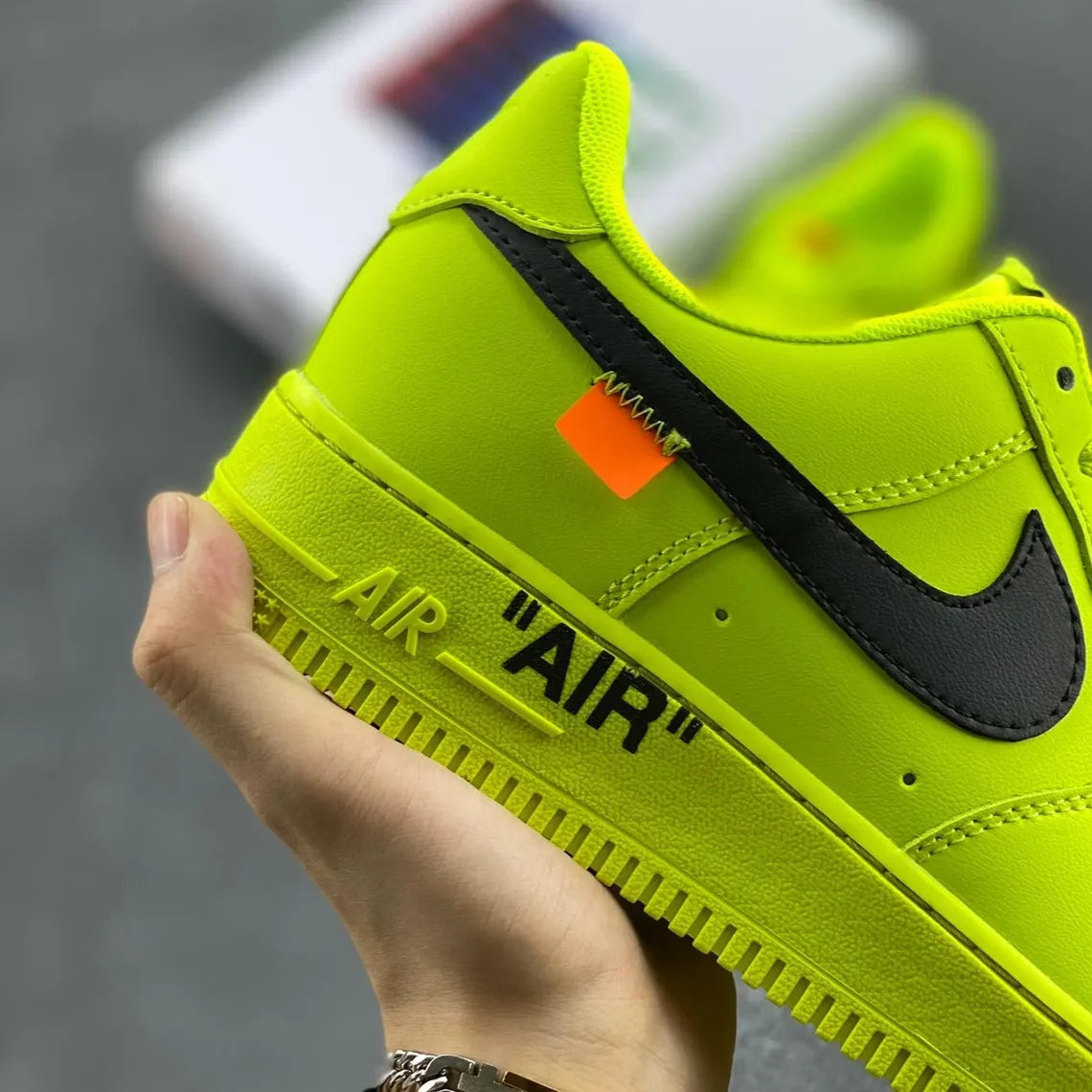 Custom Air Force 1 Neon Yellow with Black Swoosh