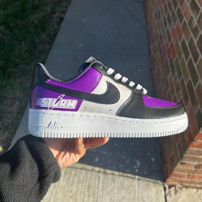 Custom Air Force 1 Purple Black And Gray with Sturm Logo