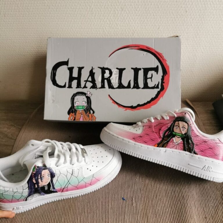 Custom Air Force 1 White And Pink Demon Slayer Theme