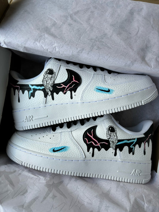 Custom Air Force 1 White Astronaut And Lightning Pattern