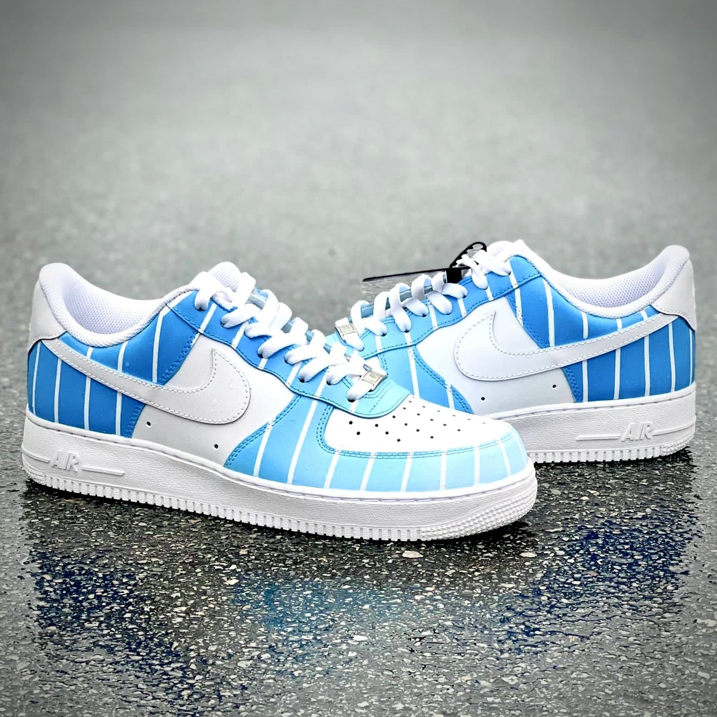 Custom Air Force 1 White Baby Blue Stripes