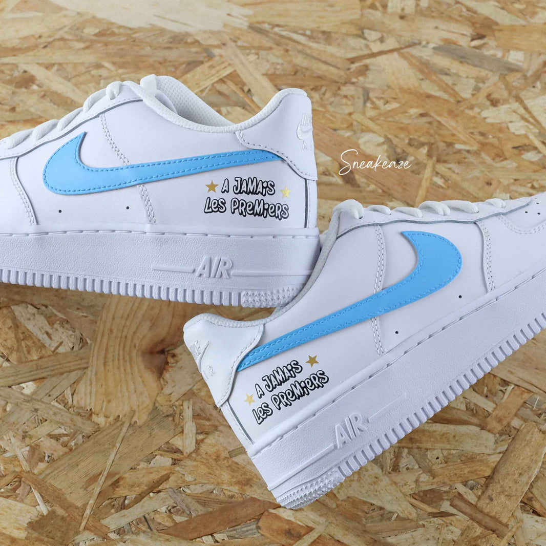 Custom Air Force 1 White Baby Blue Swoosh