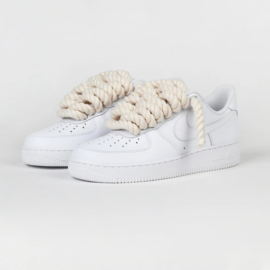 Custom Air Force 1 White Beige Rope Design