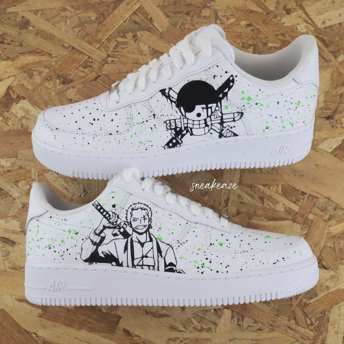 Custom Air Force 1 White Black One Piece Zoro Anime Pattern