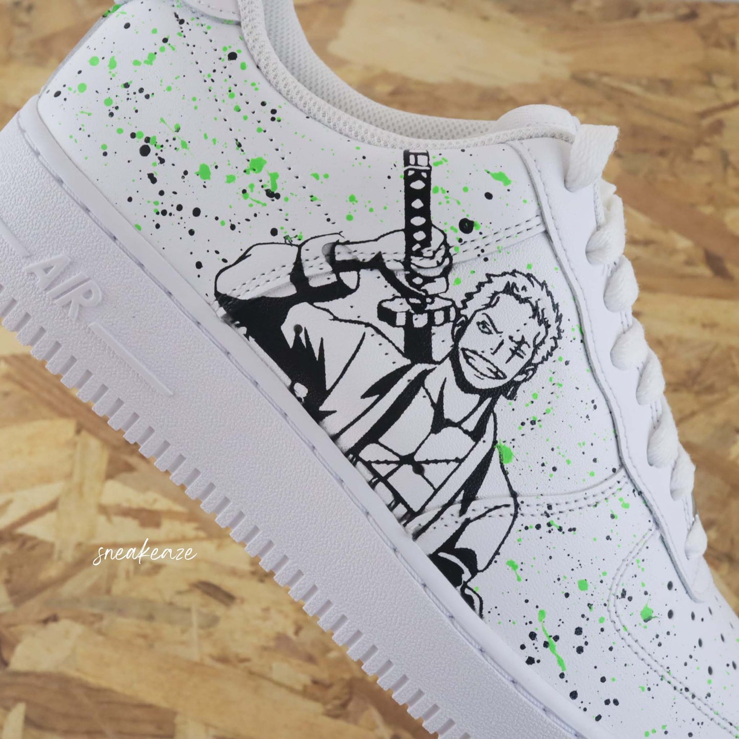 Custom Air Force 1 White Black One Piece Zoro Anime Pattern