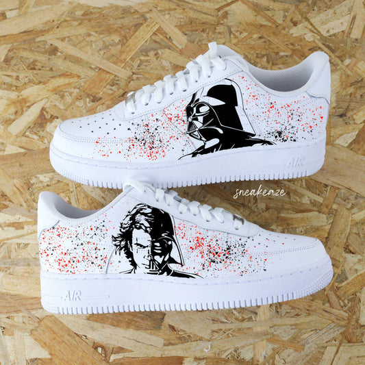 Custom Air Force 1 White Black Star Wars Spray Pattern