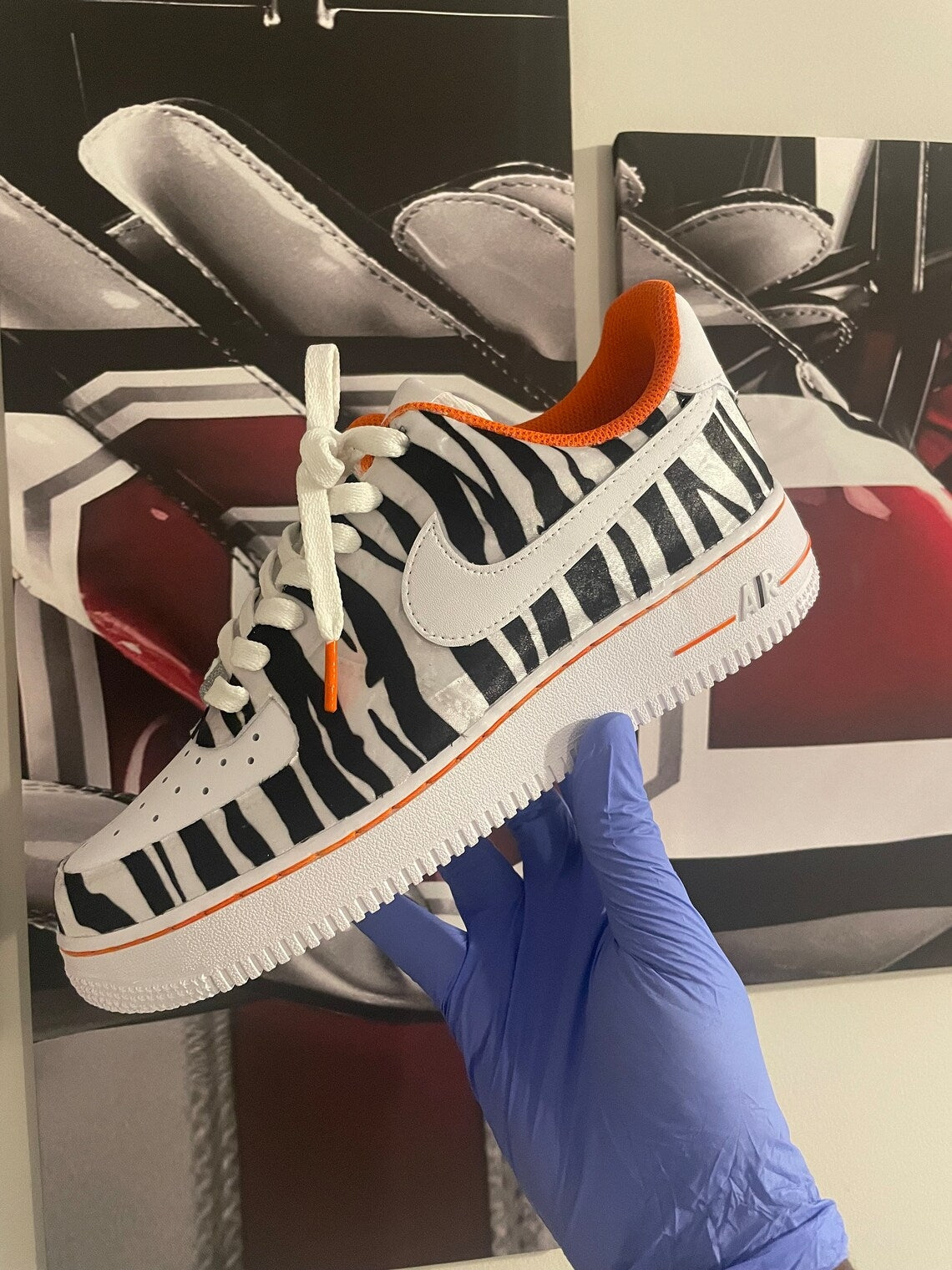 Custom Air Force 1 White Black Zebra Pattern