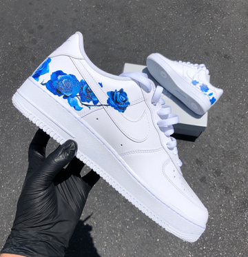 Custom Air Force 1 White Blue Roses
