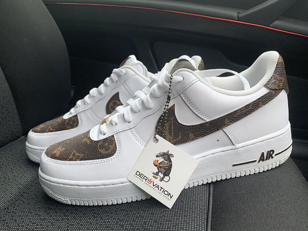 Custom Air Force 1 White Brown LV Pattern