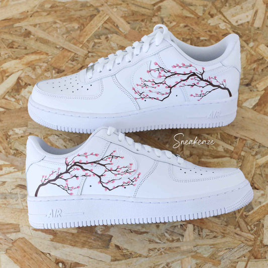 Custom Air Force 1 White Cherry Blossom Design