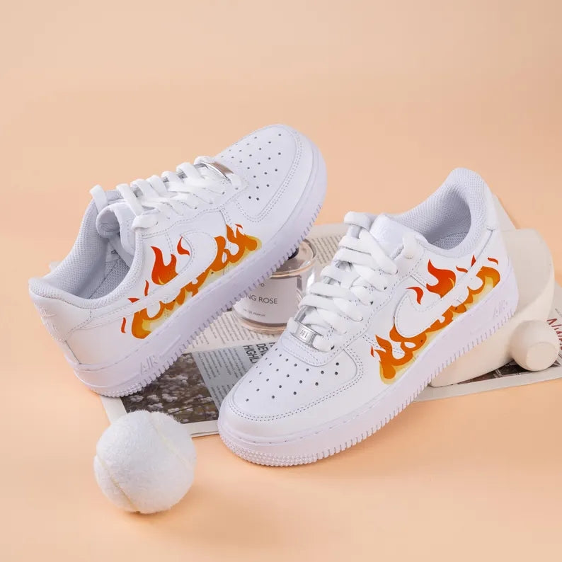 Custom Air Force 1 White Flame Design