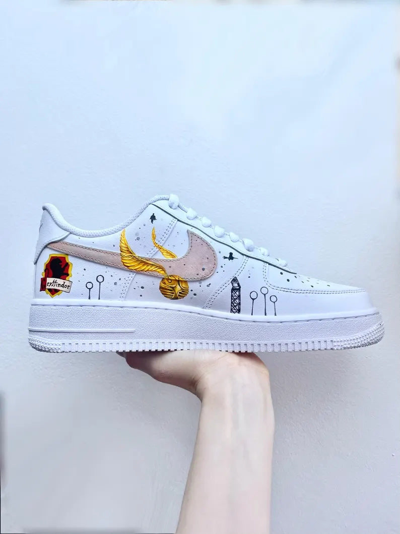 Custom Air Force 1 White Gryffindor Symbol Pattern