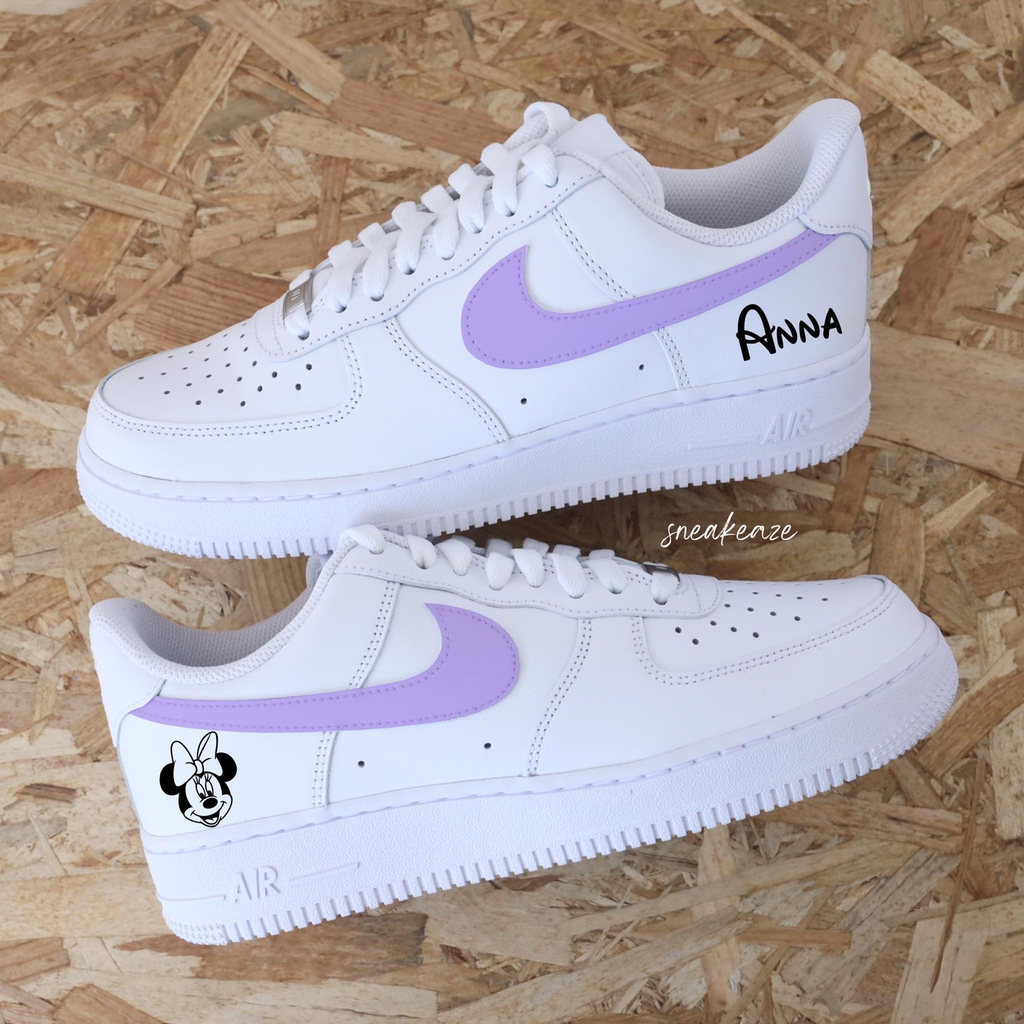 Custom Air Force 1 White Lilac With Minnie Mouse And Name Anna