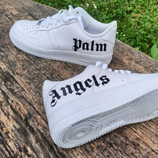 Custom Air Force 1 White Palm Angels Lettering