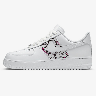 Custom Air Force 1 White Pink Hello Kitty Pattern