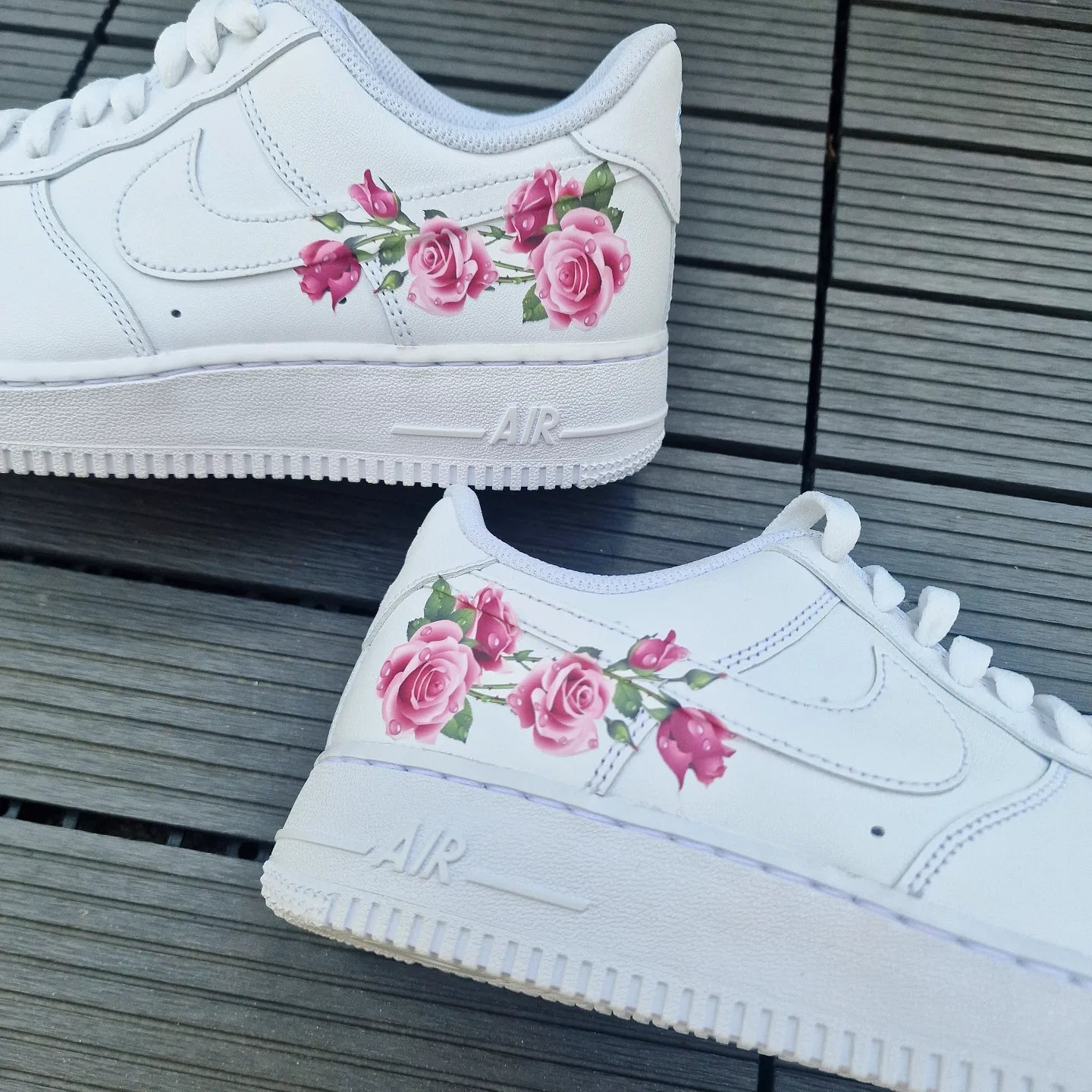 Custom Air Force 1 White Pink Rose Design