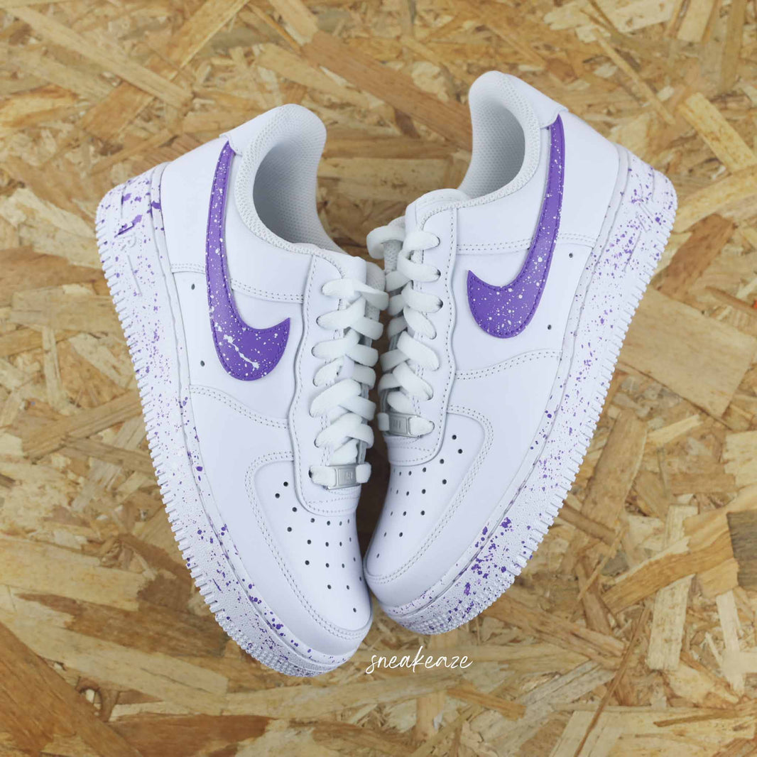 Custom Air Force 1 White Purple Splatter