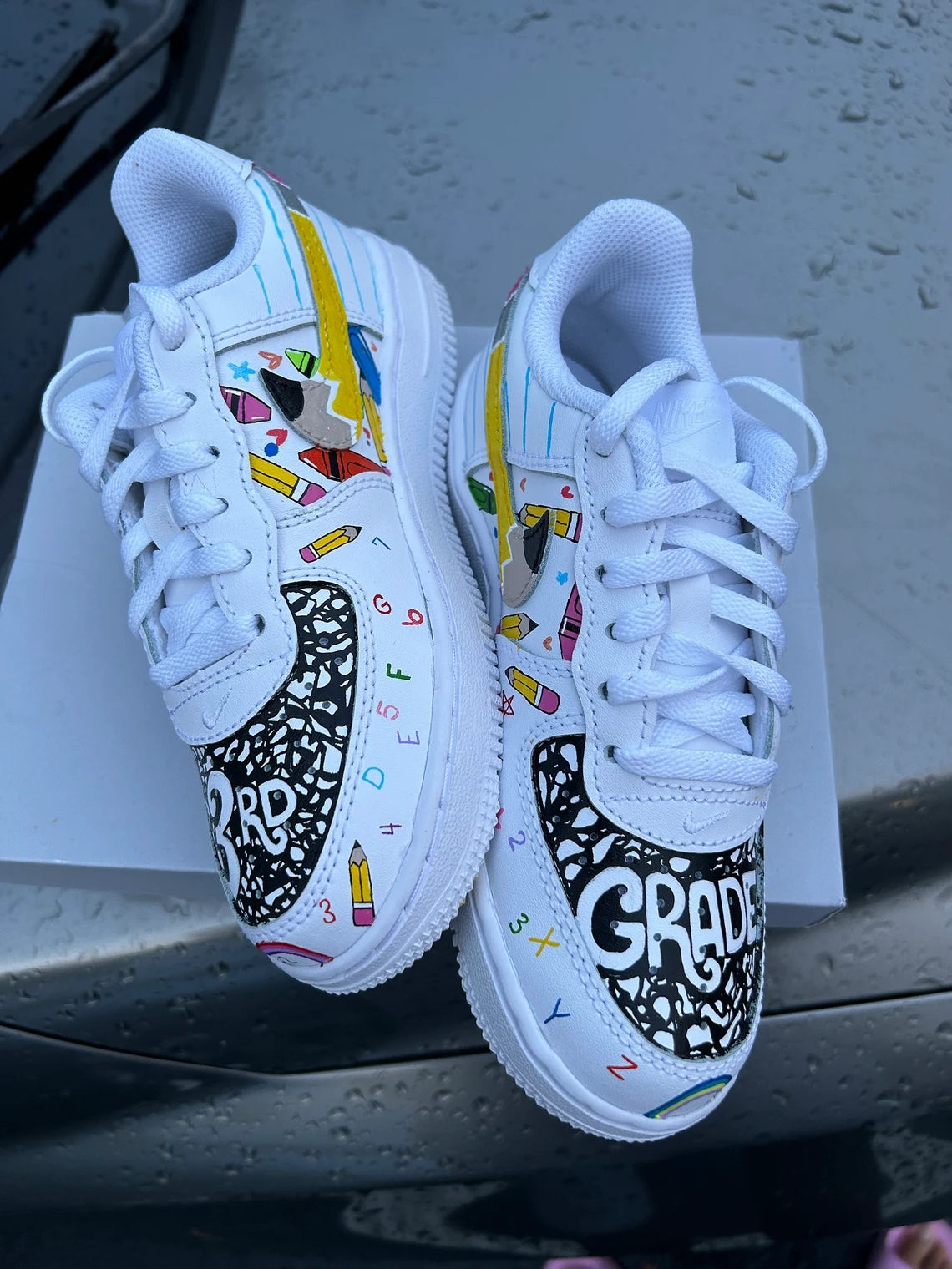 Custom Air Force 1 White School - Supplies Theme