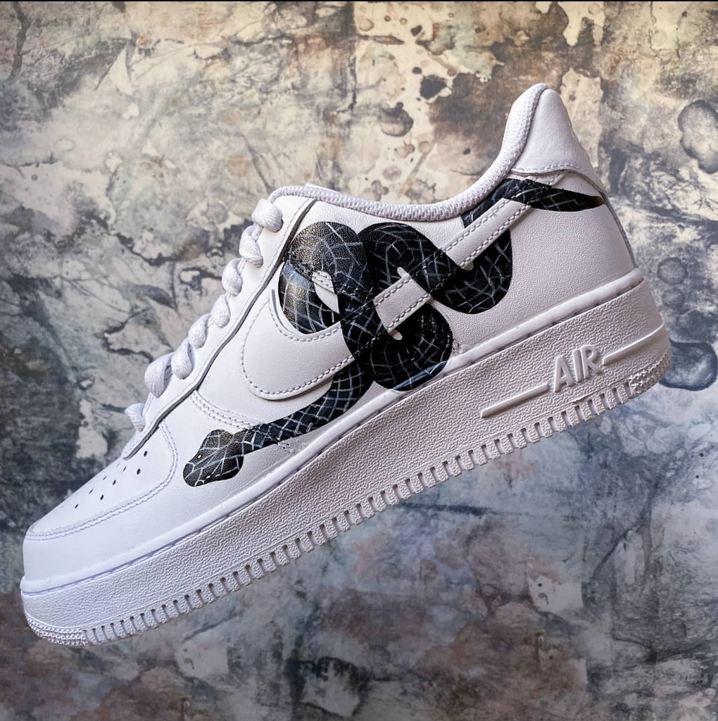 Custom Air Force 1 White Snake And Cartoon Pattern