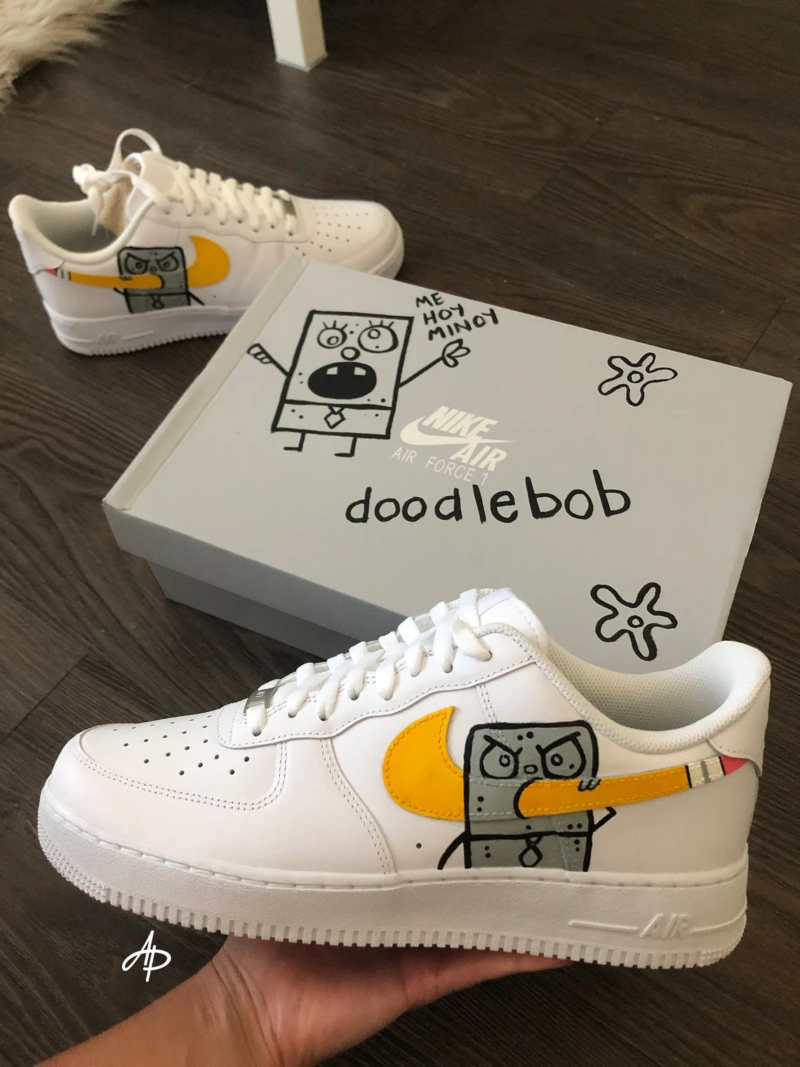 Custom Air Force 1 White SpongeBob SquarePants Pattern